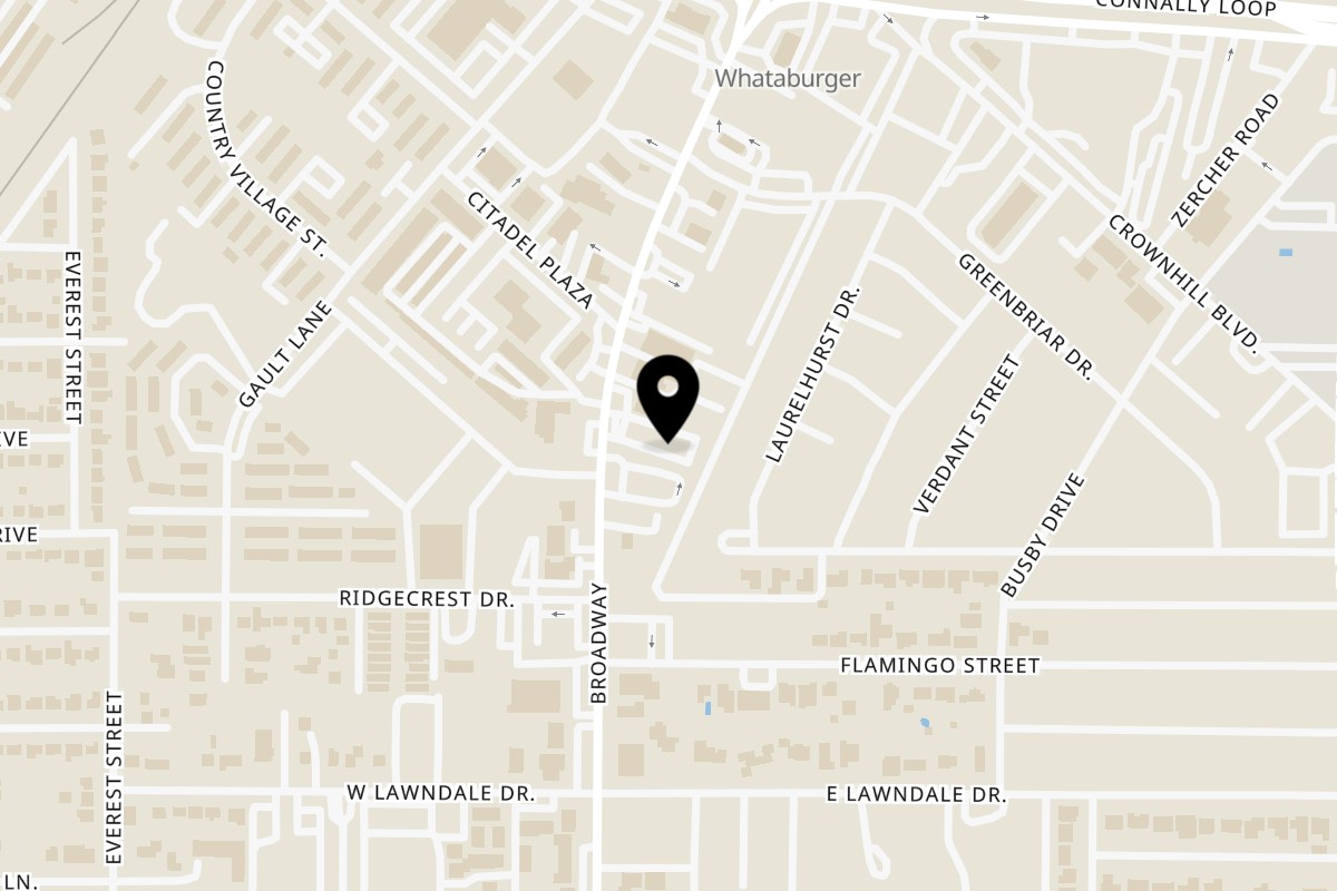 Map showing the location of Taqueria Vallarta Broadway on 8234 Broadway in San Antonio